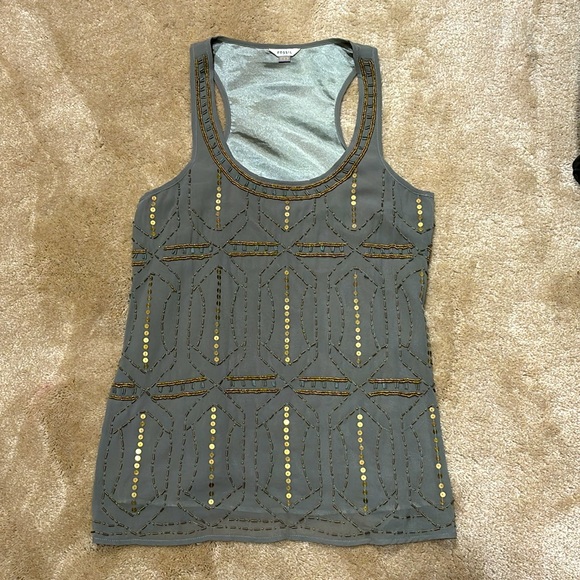 Fossil olive green and gold beaded and sequin top - Picture 2 of 16